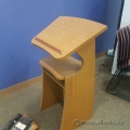 Wooden Oak Podium Stand w/ Stationary Tray and Storage Shelf